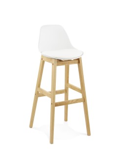Barstuhl weiß Holzbeine, Tresenhocker weiß Kunststoff Holz, Sitzhöhe 79 cm 