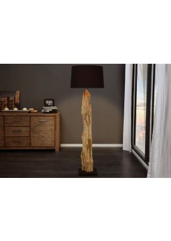 Stehleuchte schwarz Holz, Stehlampe Altholz mit Lampenschirm