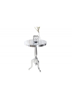 Tisch rund Silber, Barock Bistrotisch Aluminium Silber, Ø 55 cm