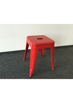 Hocker Metall rot im Industriedesign, Metall Hocker rot