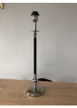 Lampenfuß Tischleuchte verchromt-schwarz, Tischlampe schwarz-Silber, Tischleuchte schwarz-Silber, Höhe 57 cm
