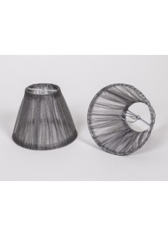 KIemmschirm Organza Grau/Silber, Lampenschirm für Kronleuchter, Form rund Ø 14 cm