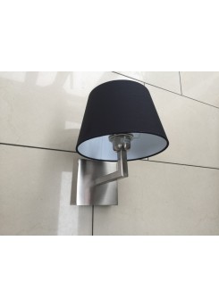 Wandleuchte satiniert Silber Lampenschirm schwarz, Wandlampe mit Lampenschirm