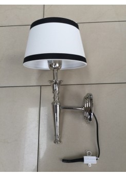 Wandleuchte verchromt Lampenschirm weiß-schwarz, Wandlampe silber mit Lampenschirm Landhausstil