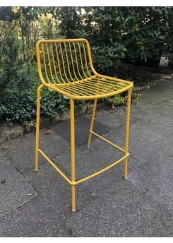 Barstuhl gelb Metall stapelbar,  Barhocker gelb Metall, Sitzhöhe 65 cm