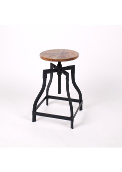 Barhocker aus Massivholz im Industriedesign, Sitzhöhe ca. 48-70 cm