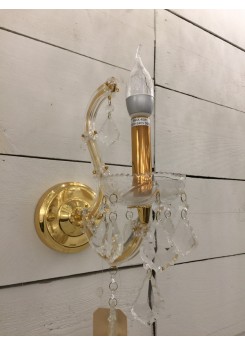 Kristall Wandleuchte Gold 1 armig, Wandlampe Gold-Glas, Breite 20 cm