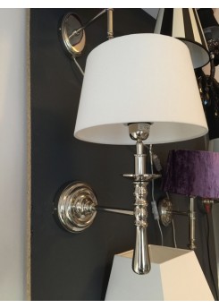 Wandleuchte verchromt, Farbe silber weiß, Wandlampe mit Lampenschirm weiß