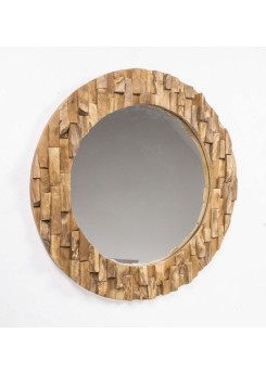 Spiegel Holzrahmen, Wandspiegel Massivholz, Durchmesser 80 cm
