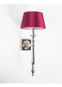 Wandleuchte verchromt, Farbe silber, Wandlampe mit Lampenschirm rot glanz