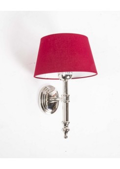 Wandleuchte verchromt, Farbe silber, Wandlampe mit Lampenschirm rot