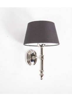 Wandleuchte verchromt, Farbe silber, Wandlampe mit Lampenschirm grau