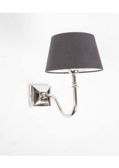 Wandleuchte verchromt, Farbe silber, Wandlampe mit Lampenschirm grau