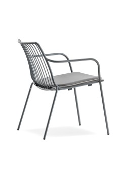 Sessel grau Metall mit Armlehne stapelbar, Garten - Sessel Lounge aus Metall, Sessel Outdoor grau