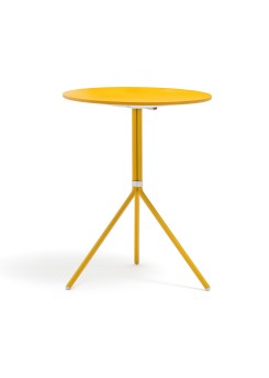 Bistrotisch rund gelb Metall, Mettaltisch rund gelb, Tisch klappbar Metall, Durchmesser 65 cm