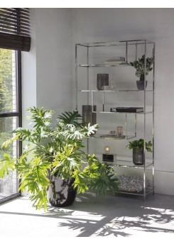 Regal verchromt Glas Metall, Bücherregal Metall Silber, Breite 100 cm
