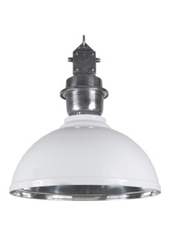 Pendelleuchte weiß - silber Industrie-Lampe, Hängelampe weiß Industrie, Durchmesser 52 cm
