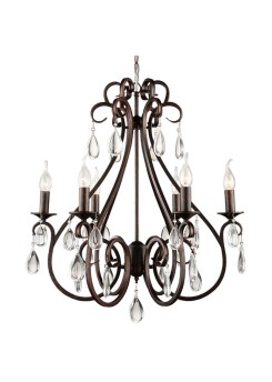 Hängeleuchte 6-flammig braun, Pendelleuchte braun, Hängelampe braun, Durchmesser 65 cm