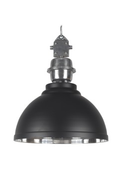 Pendelleuchte schwarz - silber Industrie-Lampe, Hängelampe schwarz Industrie, Durchmesser 42 cm