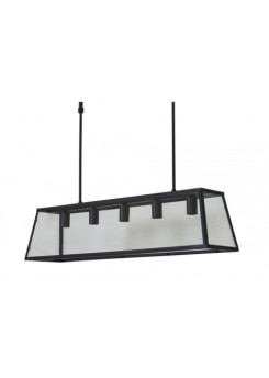 Hängeleuchte Landhaus, Pendellampe Glas-Metall, Pendelleuchte schwarz,  Maße 98x23 cm