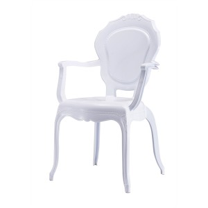 Stuhl mit Armlehne Barock weiß aus Kunststoff
