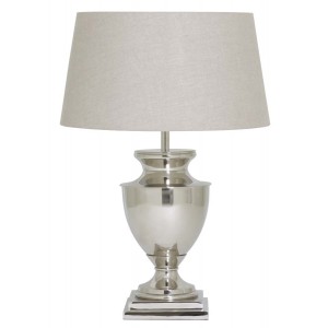 Tischlampe Silber, Tischleuchte verchromt mit Lampenschirm, Durchmesser 23-45 cm