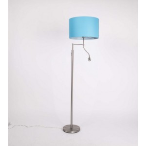 Stehleuchte mit LED-Leselampe,  Lampenschirm in Farbe Türkis-Blau