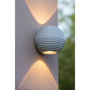 Wandleuchte grau rund, Außenleuchte grau rund, Wand-Außenleuchte grau, Wandlampe rund grau