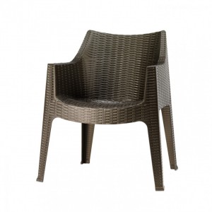 Outdoor-Stuhl mit Armlehne, Gartenstuhl aus Kunststoff mit Armlehne