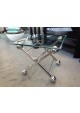 Beistelltisch  Glas-Metall, Tisch Glas verchromt Metall, Höhe 57 cm